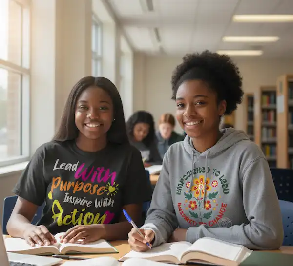 Studying at the library